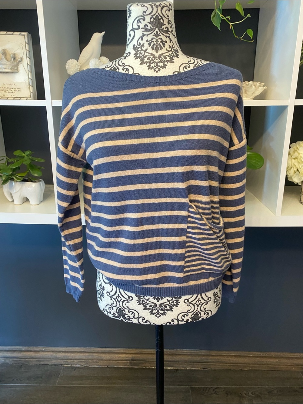 Indi & Cold Striped Front Pocket Sweater
